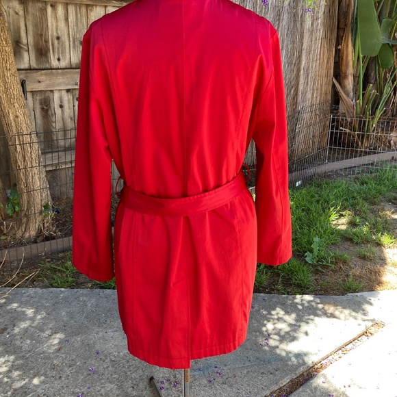 Large Red Satin Finish Trench Coat by Weatherproof - Picture 7 of 12